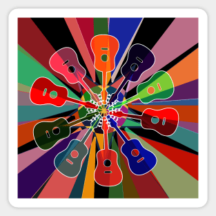 Psychedelic Geometric Rainbow Acoustic Guitar #1 Sticker